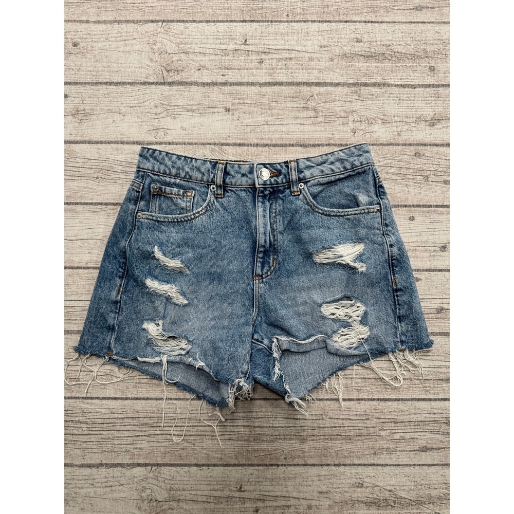 Garage Mom Shorts Womens 27/5 Blue Denim Light Wash High Rise Cut Off Distressed